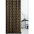 Zasłona szyta na taśmie 5 cm czarno złota z szenilowej tkaniny w geometryczny wzór przetykany błyszczącą nicią