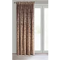 Zasłona brązowo, szampańska ze wzorem liści bananowca z miękkiego welwetu 135x270 cm taśma -TULIA