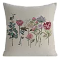 Poszewka na poduszkę 45x45 cm bawełniana, gobelinowa naturalno, różowa z tkanym motywem letnich kwiatów GOB