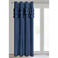 Zasłona welwetowa granatowa zdobiona falbanami 140x250 cm przelotka - SAMI