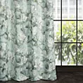 Zasłona miętowo, kremowa z motywem malowanych magnolii 140x250 cm przelotka - GRACJA