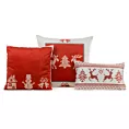 Poszewka na poduszkę 60x60 cm welwetowa, czerwono biała z motywem skandynawskim NOEL