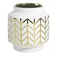 Wazon ceramiczny z geometrycznym wzorem biało-złoty