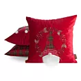 Poszewka na poduszkę świąteczna 45x45 cm czerwono, biała zdobiona aplikacja skrzata