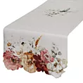 Bieżnik na stół naturalno, różowy 40x140 cm SUMMER 2 z nadrukowanym motywem kwitnących kwiatów