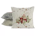 Poszewka na poduszkę 45x45 cm bawełniana, gobelinowa naturalno, czerwona z motywem świątecznym GOB