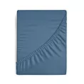 Prześcieradło gładkie z gumką 220x200 cm z satyny bawełnianej kolor ciemnoniebieski 125 g/m2 NOVA 3