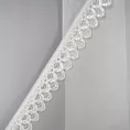 Firana biała z ozdobną koronką i troczkami w zestawie 400x250 cm na taśmie - CAROLINE