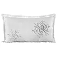 Poszewka na poduszkę 30x50 cm biało srebrna zdobiona błyszczącym wzorem i wypustką na brzegach
