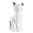 Kot figurka dekoracyjna ceramiczna biało-srebrna