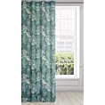 Zasłona oliwkowo, turkusowa w kwiaty peonii 140x250 cm przelotka - ASTER