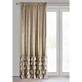 Zasłona welwetowa ciemnobeżowa zdobiona falbanami i lśniącymi akcentami 140x270 cm taśma - CARLI
