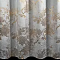 Zasłona stalowo, szampańska zdobiona nadrukiem błyszczących kwiatów 140x250 cm przelotka - CELIA