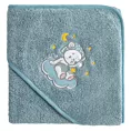 Ręcznik kąpielowy 100x100 cm bawełniany kolor niebieski z kapturem i aplikacją misia 450 g/m2 BABY 75