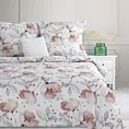 Pościel 220x200 cm bawełniana kolor biały, pudrowy z wzorem dużych kwiatów NICKY