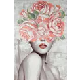 Obraz Obraz AMELI 1 portret kobiety w nakryciu głowy z kwiatów ręcznie malowany na płótnie