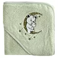 Ręcznik kąpielowy 100x100 cm bawełniany kolor miętowy z kapturem i aplikacją misia 450 g/m2 BABY 74