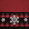 Ręcznik kąpielowy świąteczny 70x140 cm bawełniany kolor czerwony z żakardową bordiurą w śnieżynki 480 g/m2 RUDOLF