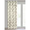 Zasłona welwetowa kremowo, szampańska z błyszczącym nadrukiem palmowych liści 140x250 cm przelotka - GLORIA 2