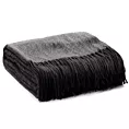 Koc akrylowy 125x160 cm stalowy miękki w dotyku z drobnym strukturalnym wzorem i frędzlami AKRYL 5 Eurofirany Premium