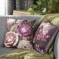 Poszewka na poduszkę 45x45 cm welwetowa, fioletowo czarna, dwustronna z motywem kwiatów Eurofirany Premium