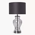Lampa stołowa czarna MATEO z podstawą z dymionego szkła
