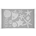 Ręcznik kąpielowy 90x170 cm bawełniany kolor srebrny,biały zdobiony nadrukiem muszelek i frędzli 350g/ m2 CAPRI