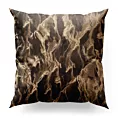 Poszewka szyta ciemnobrązowo złocista z tkaniny welwetowej ze złotym marmurkowym nadrukiem