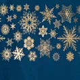 Zasłona granatowo, złota zdobiona świątecznymi śnieżynkami 140x250 cm przelotka - ASTRA