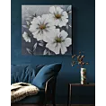 Obraz BLOOM ręcznie malowany na płótnie białe kwiaty wykończone lśniącym brokatem