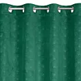 Zasłona zielona wzór geometryczny z wytłaczanego welwetu 140x250 cm przelotka - JULIA