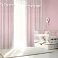 Firana różowa z etaminy zdobiona taśmą dekoracyjną z trójwymiarowymi księżycami 140x250 cm przelotka MOON