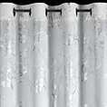 Zasłona biało, srebrna zdobiona nadrukiem błyszczących kwiatów 140x250 cm przelotka - CELIA