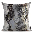 Poszewka na poduszkę 45x45 cm welwetowa, stalowa zdobiona przecieranym metalicznym nadrukiem SOFI