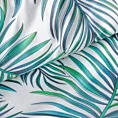 Pościel 160x200 cm z mikrowłókna kolor turkusowy, biały z nadrukiem egzotycznych liści PALMS Design 91
