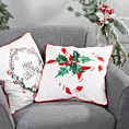 Poszewka na poduszkę 45x45 cm świąteczna kremowo czerwona zdobiona nadrukiem cukrowych lasek TORI