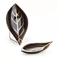 LIMITED COLLECTION Patera dekoracyjna ALISMA  brązowo-złota w kształcie liścia CIEPŁO BRĄZÓW