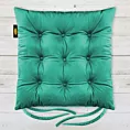 Poduszka na krzesło 40 x 40 x 6 cm dwustronna welwetowa turkusowa z dziewięcioma pikowaniami