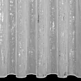 Firana szyta na taśmie 5 cm biało srebrna z tkaniny typu ADEN z efektem deszczyku, zdobionej niereguralnym srebrnym nadrukiem, wykończona obciążnikiem