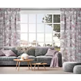 Zasłona srebrna w różowe kwiaty z etaminy 140x300 cm taśma - SHERRY