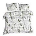 Pościel 160x200 cm bawełniana kolor biały, ciemnozielony z wzorem roślinnym VANESS