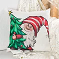 Poszewka na poduszkę świąteczna 45x45 cm czerwono, zielona z motywem uroczego skrzata