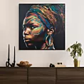 Obraz drukowany na płótnie portret tajemniczej kobiety z kolorowym turbanem