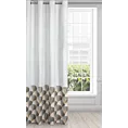 Zasłona welwetowa, biało szara ze złotym wzorem 140x250 cm przelotka - GINA - Design 91