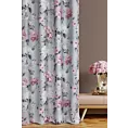 Zasłona szyta na taśmie 5 cm szara tkanina z bawełną drukowana w kwiatowy wzór