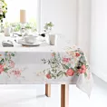 Obrus naturalno, różowy 140x240 cm SUMMER 12 zdobiony nadrukiem letnich kwiatów
