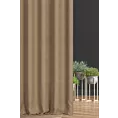 Zasłona szyta na taśmie 5 cm ciemnobeżowa z miękkiej, matowej tkaniny w drobny geometryczny wzór