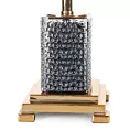 Lampa stołowa do salonu czarno, złota NELI z podstawą z żywicy poliestrowej wykończona welwetowym abażurem