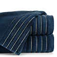 Ręcznik kąpielowy 50x90 cm kolor granatowy zdobiony prążkami z błyszczącej nici 500 g/m2 LUNARI
