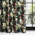 Zasłona welwetowa czarno, oliwkowa w kwiaty 140x250 cm przelotka - ALEA